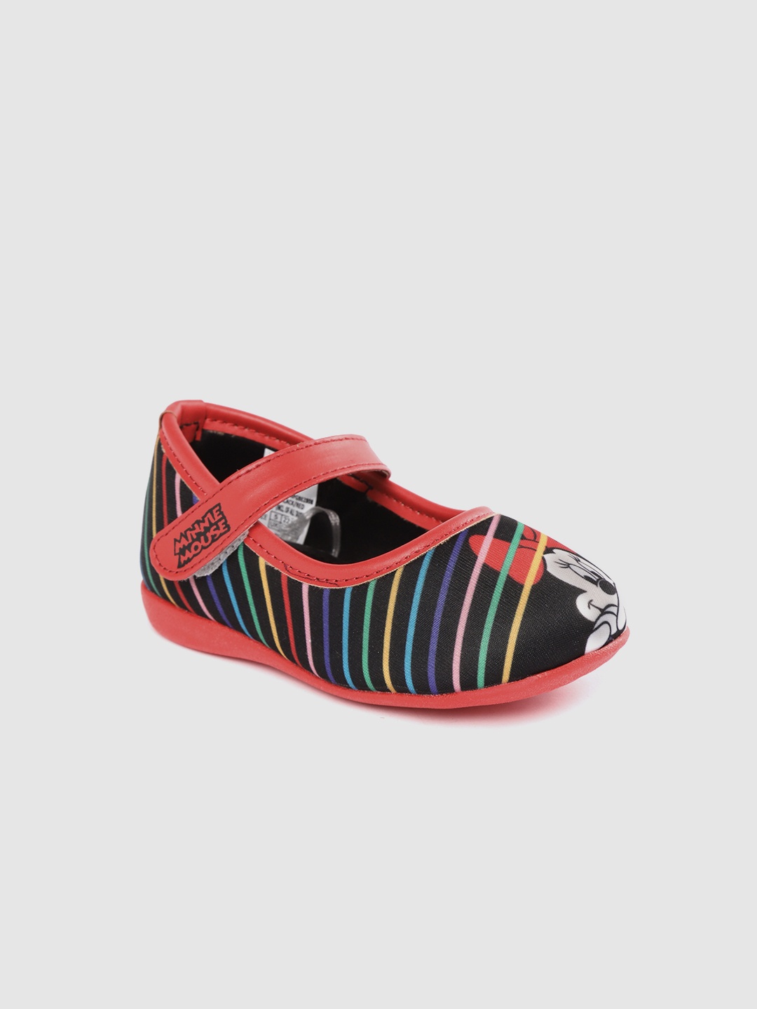 

toothless toothless Girls Black & Red Striped Disney Minnie Mary Janes Ballerina