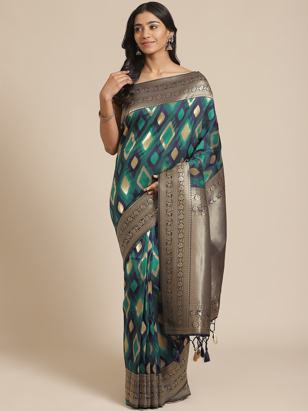 

Mitera Green & Golden Woven Design Banarasi Saree
