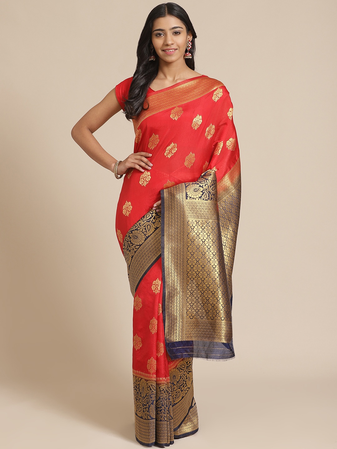 

Mitera Red & Golden Woven Design Banarasi Saree