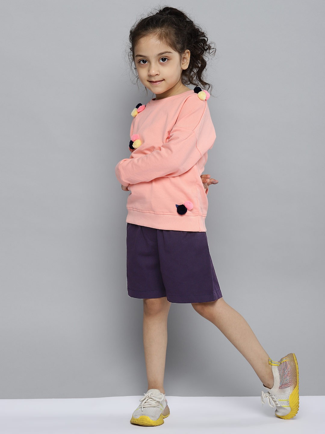 

YK Girls Purple Pure Cotton Solid Regular Fit Shorts
