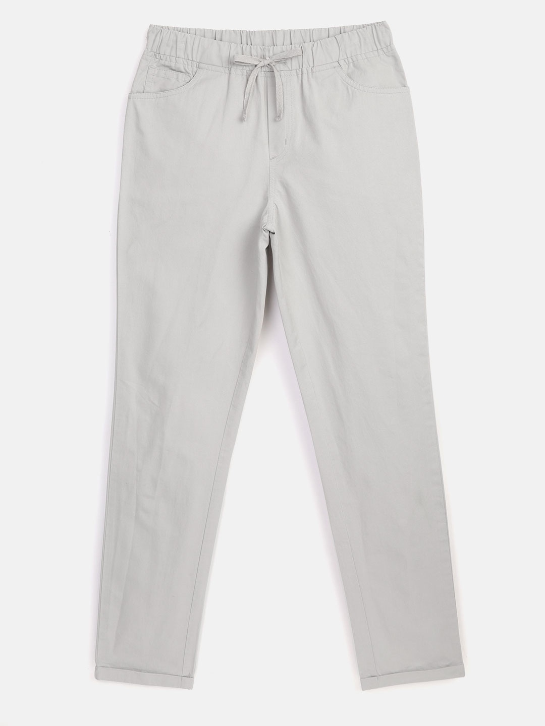 

YK Boys Grey Pure Cotton Regular Fit Solid Trousers