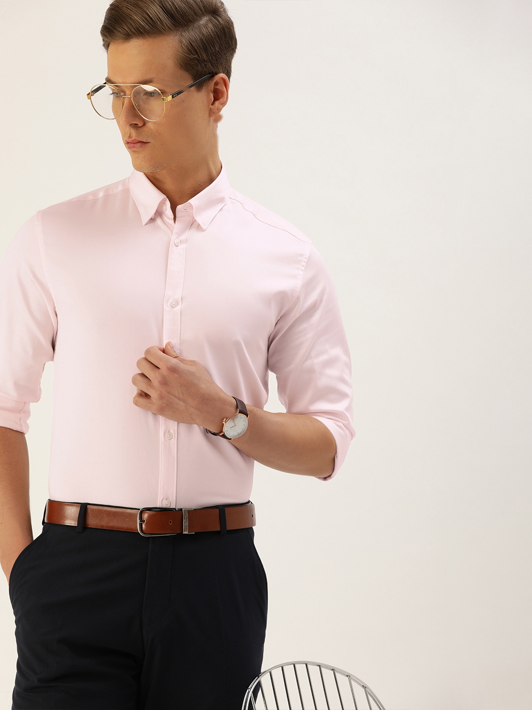 

SELECTED Men Pink Slim Fit Solid Anti-Microbial Finish Formal Shirt