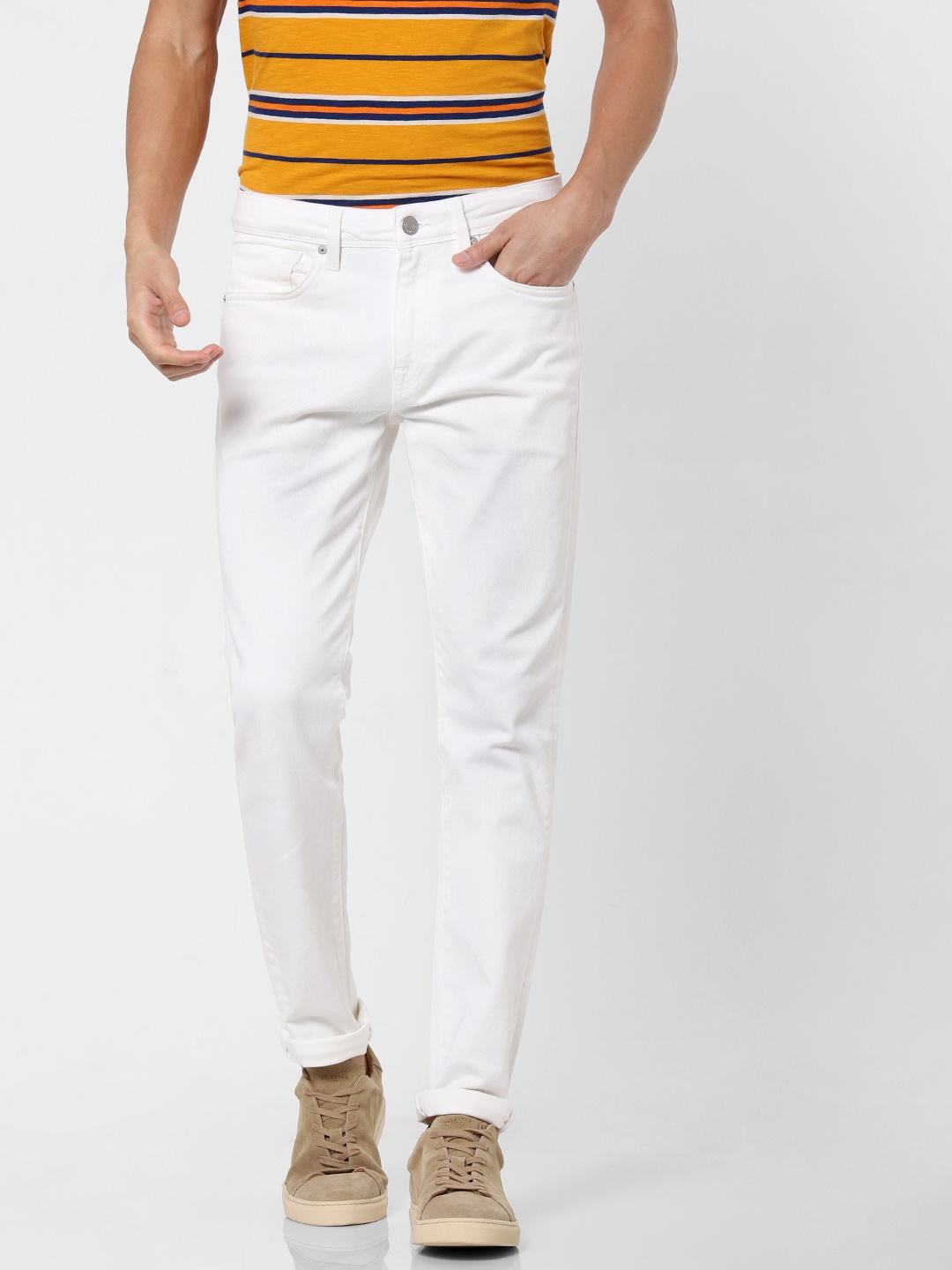 

SELECTED Men White Leon Slim Fit Mid-Rise Clean Look Stretchable Jeans