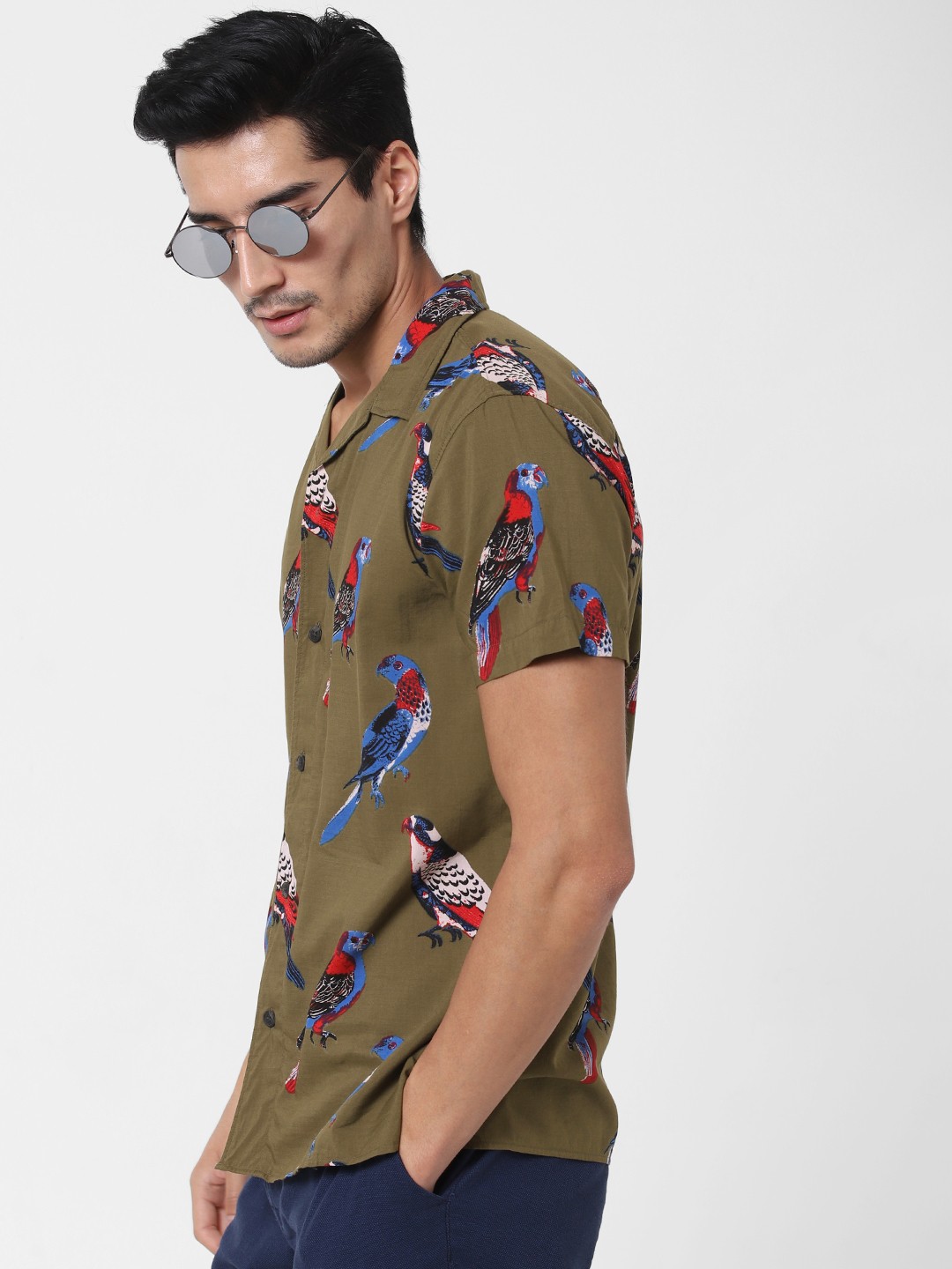 

SELECTED Men Olive Green Regular Fit Printed Casual Shirt