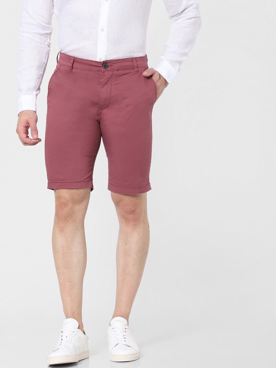

SELECTED Men Mauve Solid Organic Cotton Mid-Rise Regular Shorts