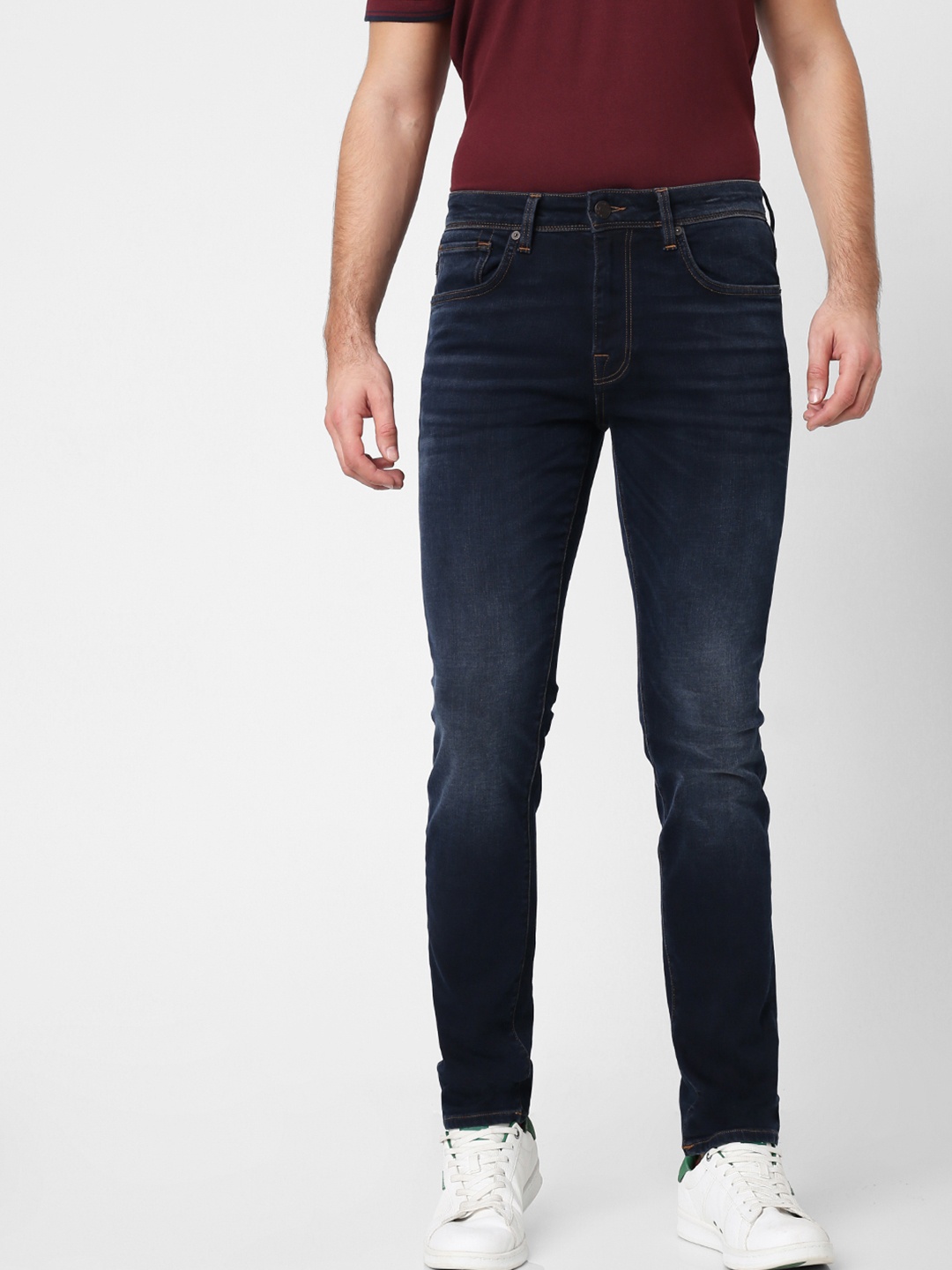

SELECTED Men Navy Blue Leon Slim Fit Mid-Rise Clean Look Stretchable Jeans