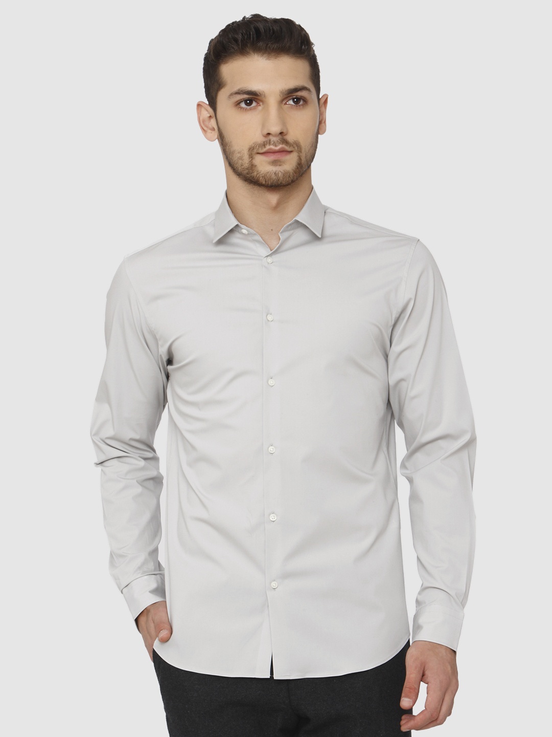 

SELECTED Men Grey Slim Fit Solid Casual Shirt