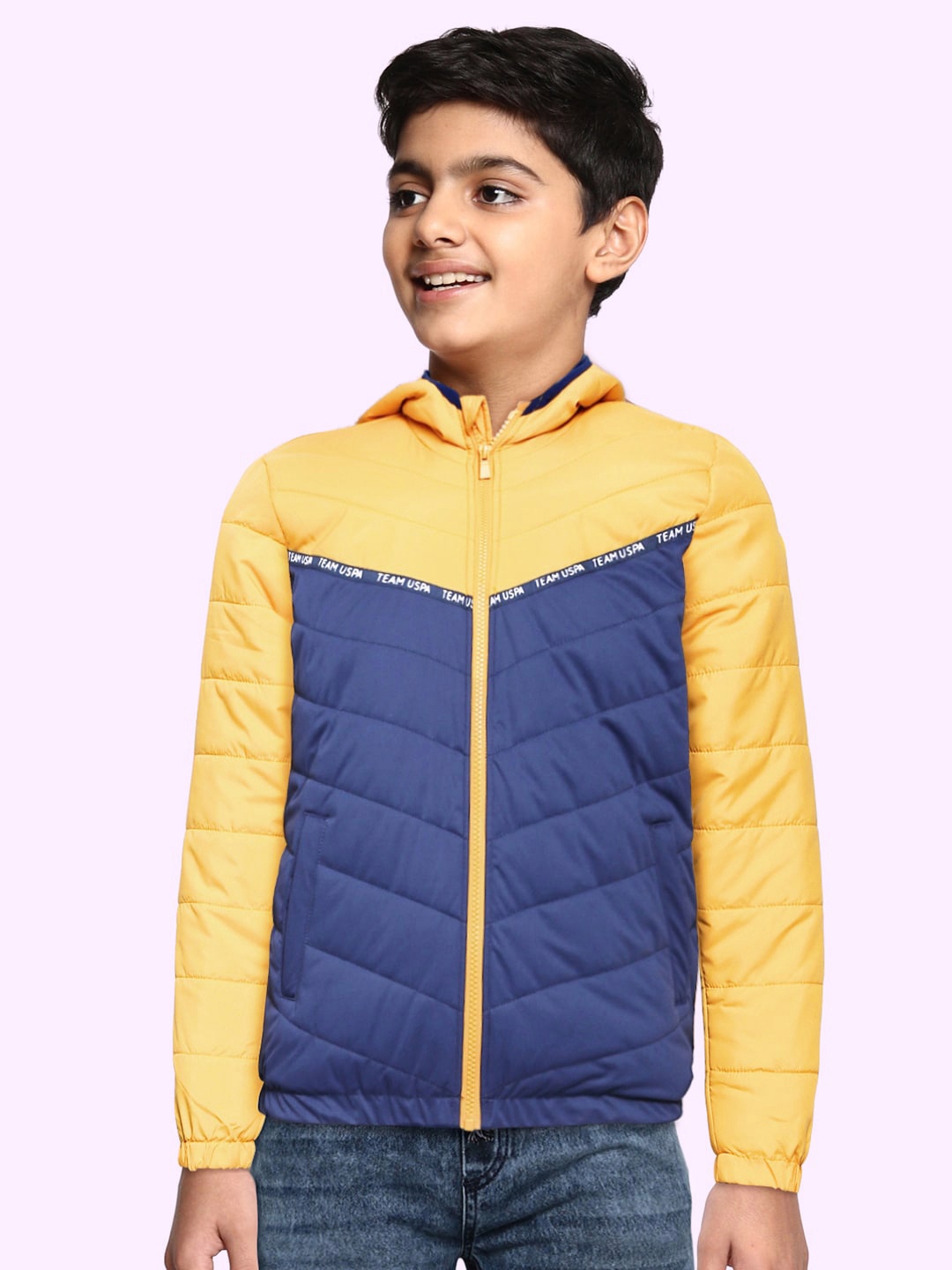 

U.S. Polo Assn. Kids Boys Yellow Colourblocked Puffer Jacket