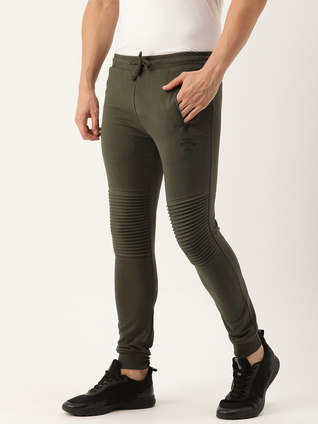

The Indian Garage Co Men's Olive Solid Track Pants