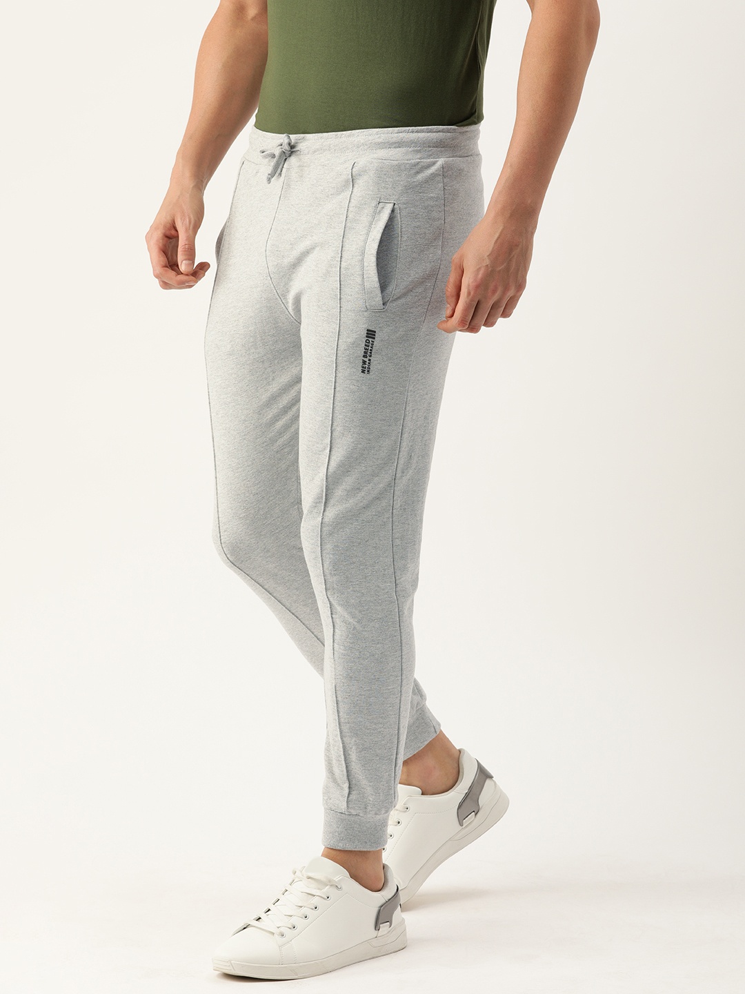 

The Indian Garage Co Men Grey Melange Solid Joggers