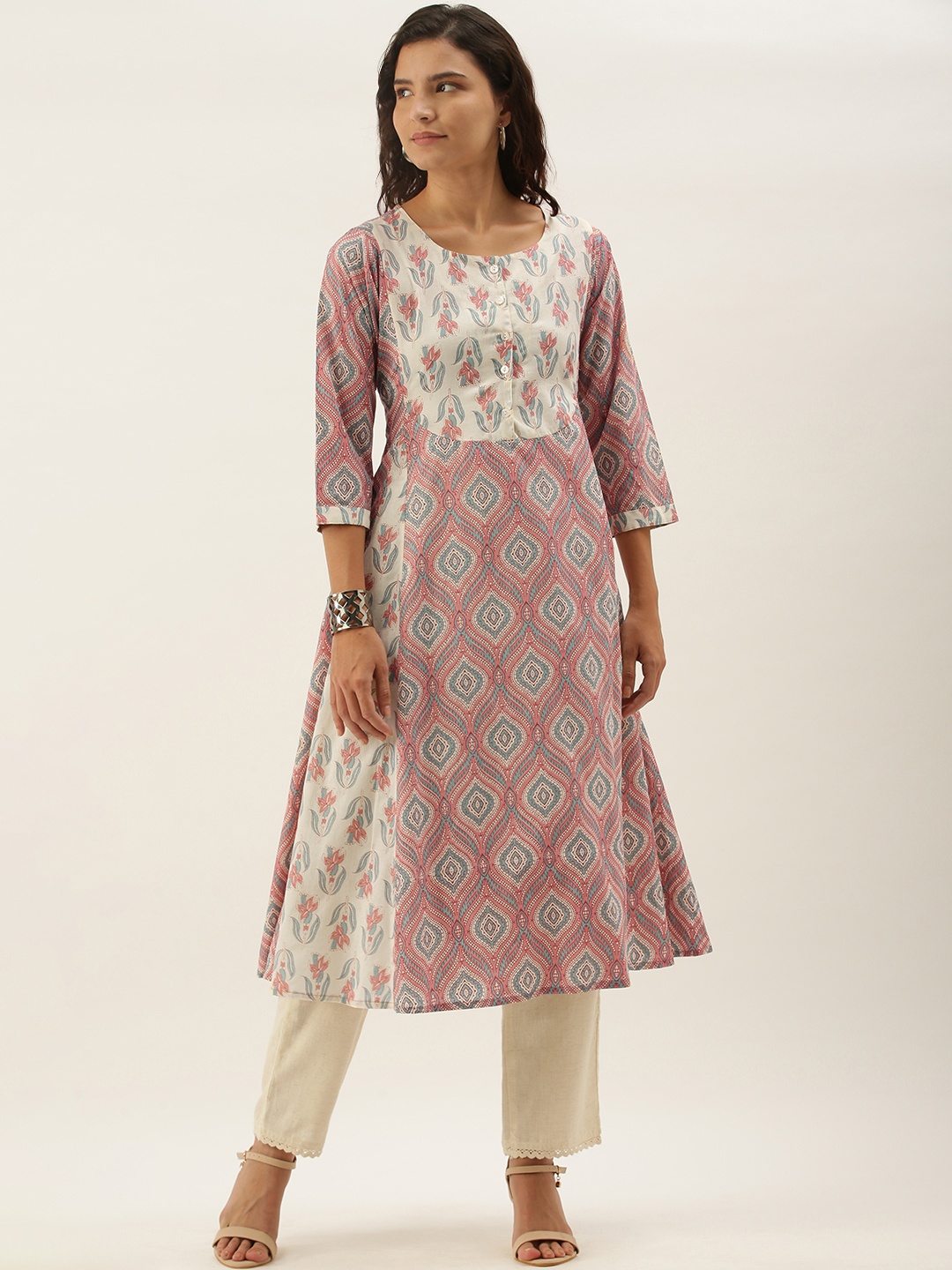 

Sangria Women Multi Ethnic Motifs Printed Panelled Kurta
