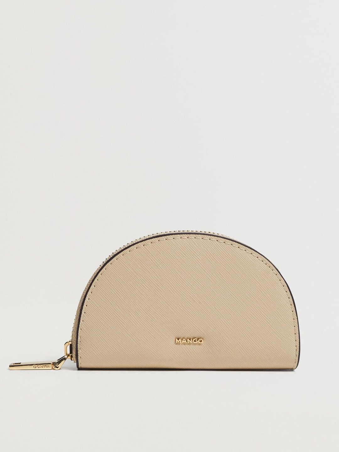 

MANGO Cream-Coloured Solid Half Moon Purse