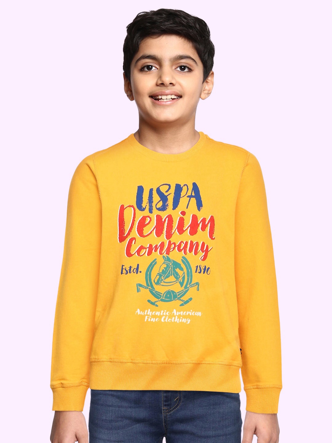 

U.S. Polo Assn. Kids Boys Yellow Printed Sweatshirt