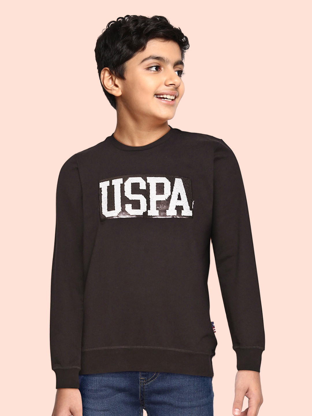 

U.S. Polo Assn. Kids Boys Black & White Printed Sweatshirt
