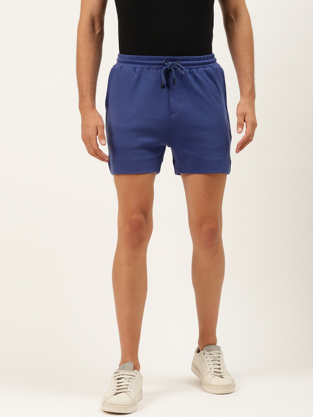 

ether Men Blue Solid Mid-Rise Pure Cotton Regular Shorts