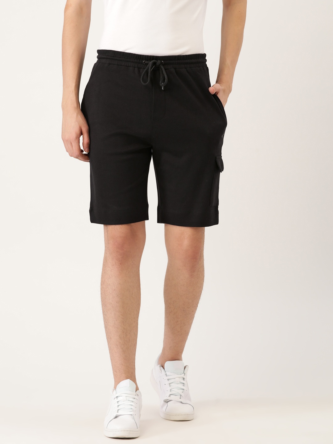 

ether Men Black Pure Cotton Mid-Rise Regular Shorts