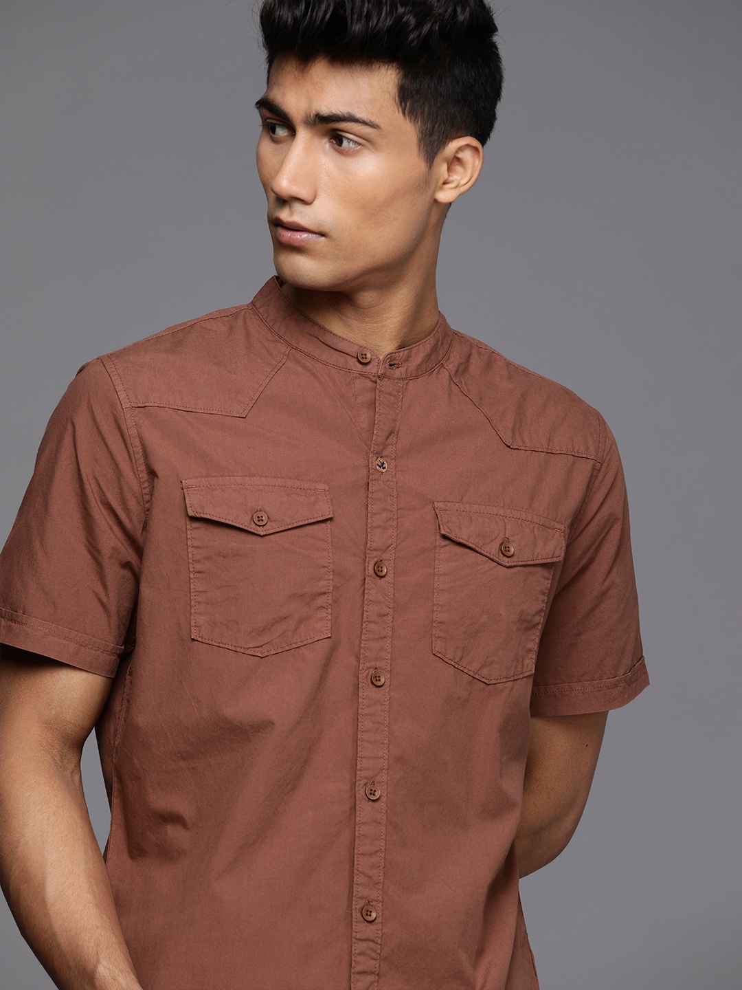 

WROGN Men Brown Slim Fit Casual Shirt