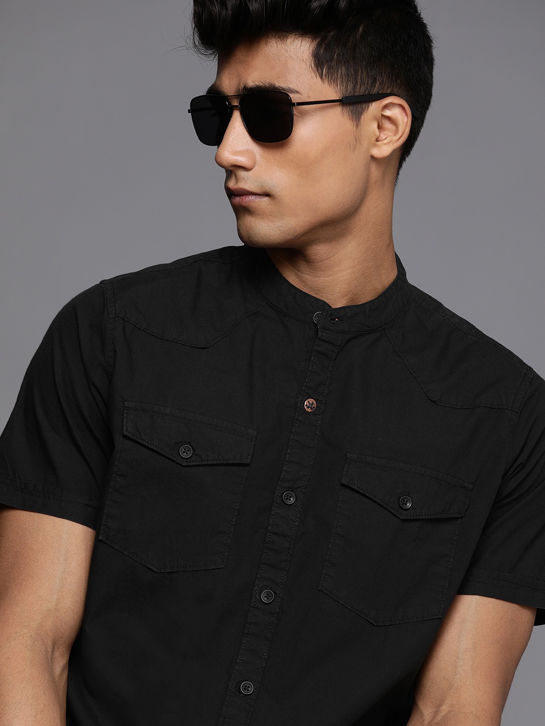 

WROGN Men Black Slim Fit Casual Shirt