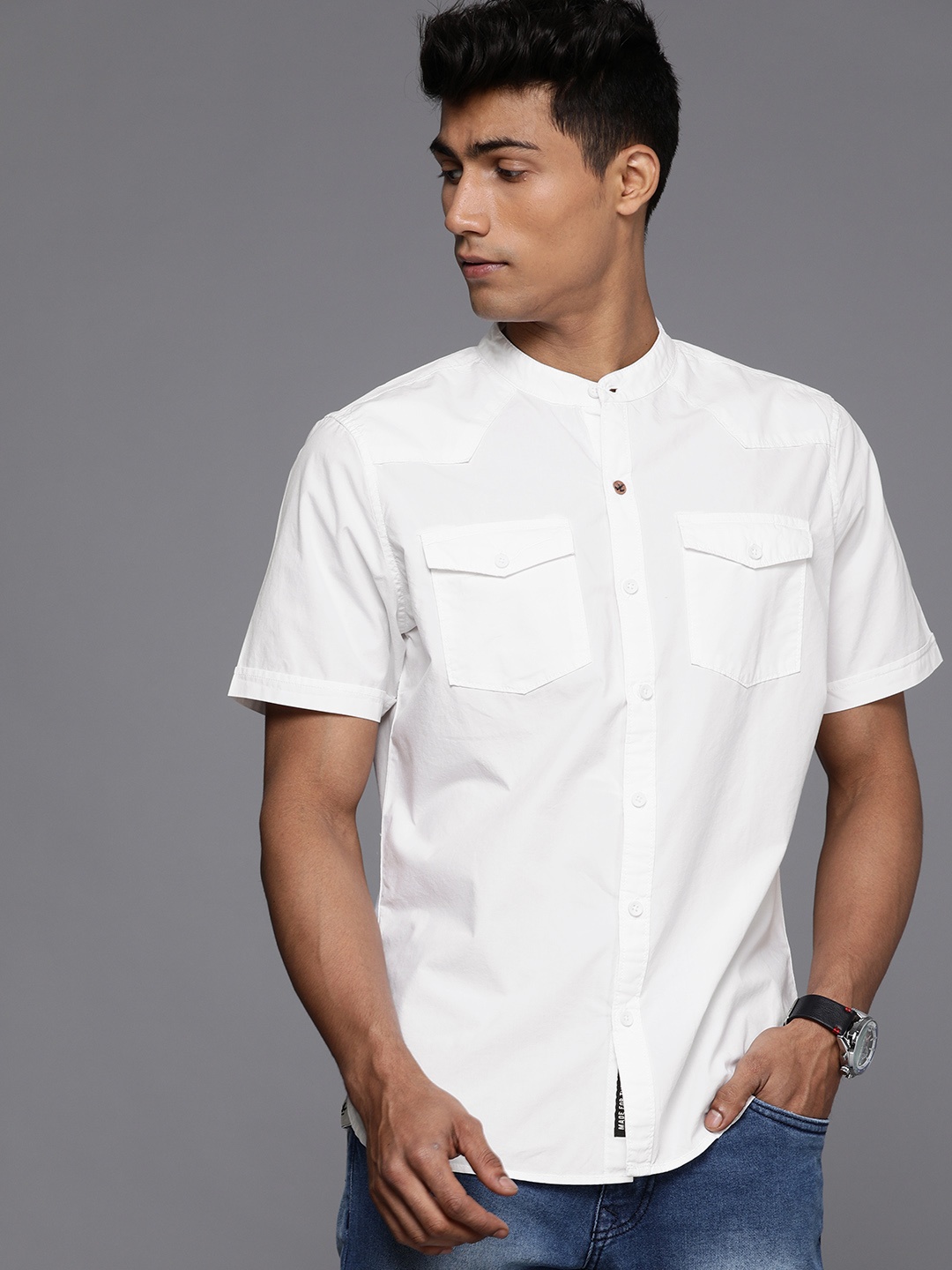 

WROGN Men White Slim Fit Casual Shirt