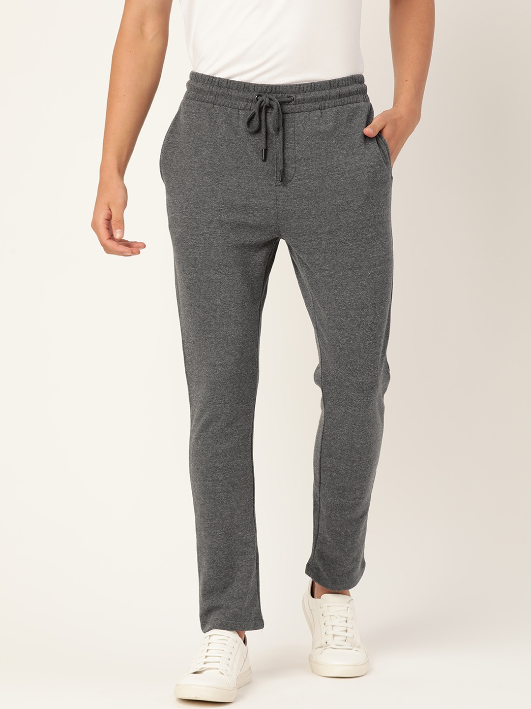 

ether Men Charcoal Grey Solid Track Pants