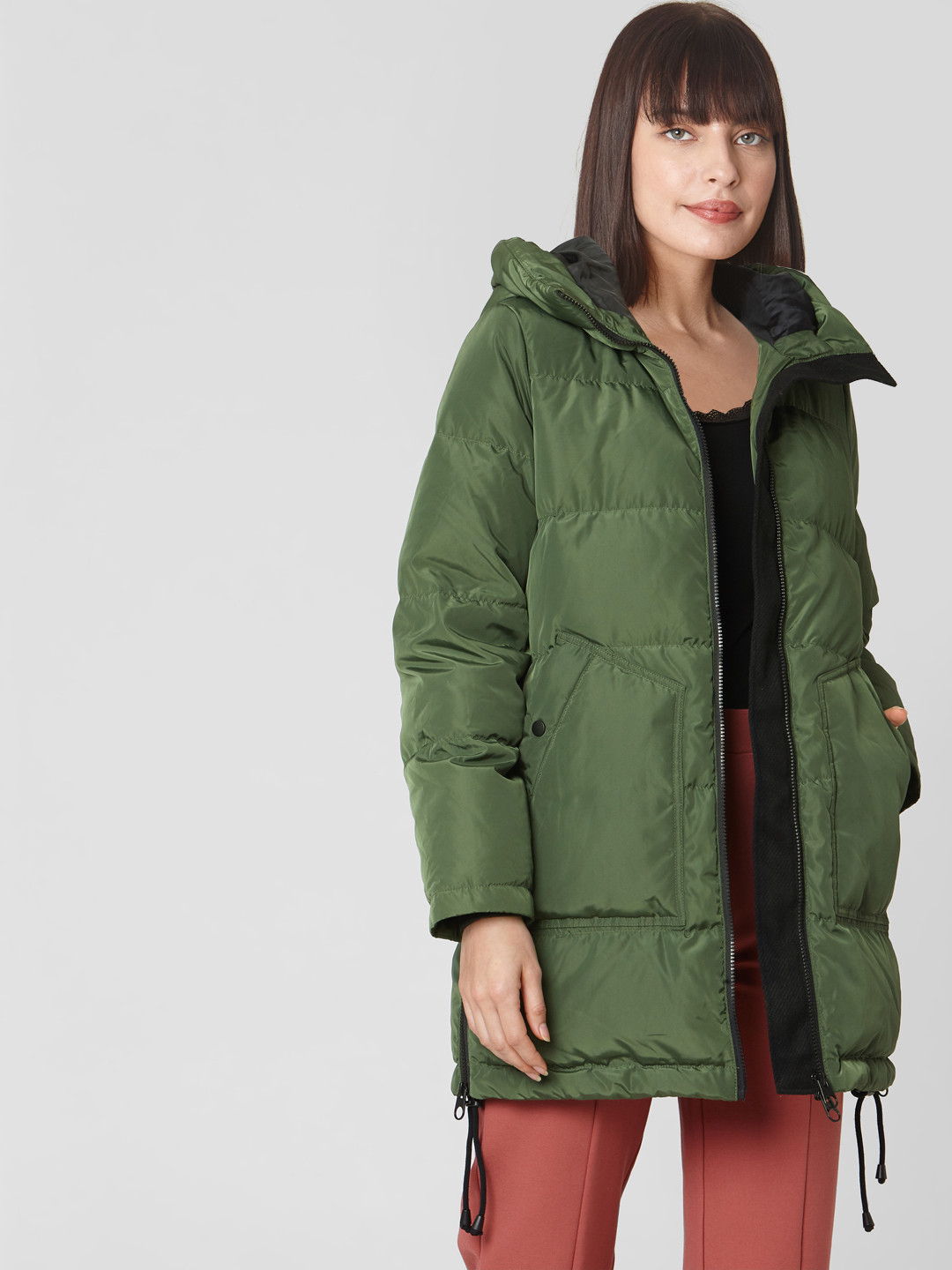 

Vero Moda Women Olive Green Solid Puffer Jacket