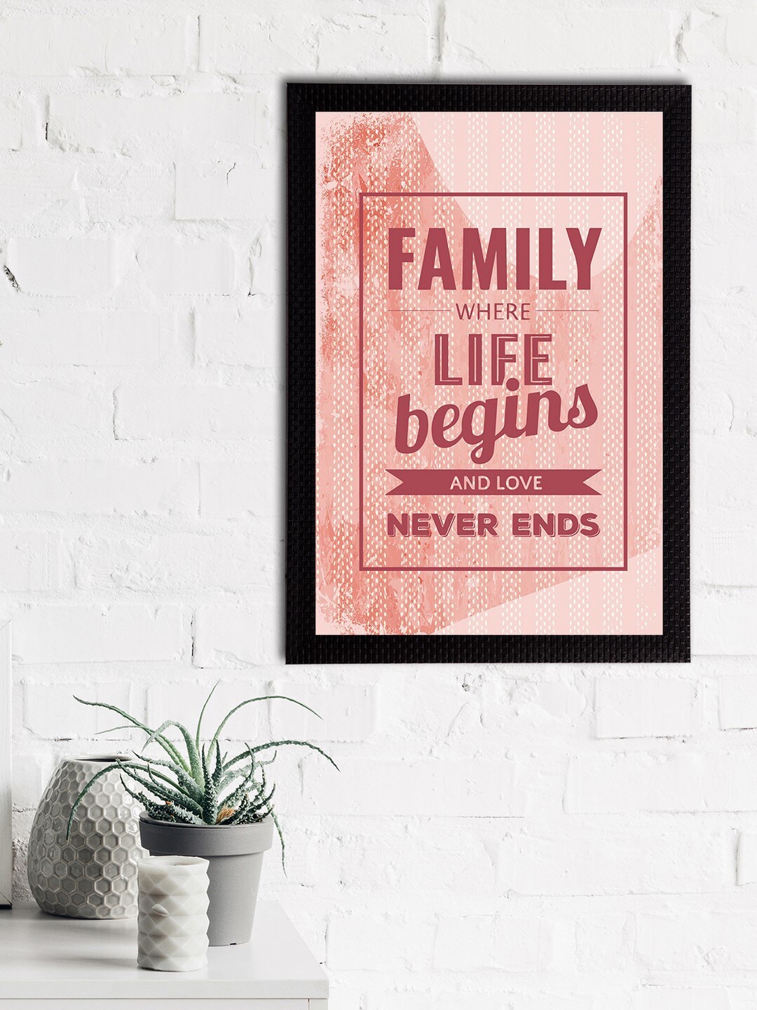 

eCraftIndia Pink & Maroon Family Where Life Begins And Love Never Ends Printed Textured UV Wall Art