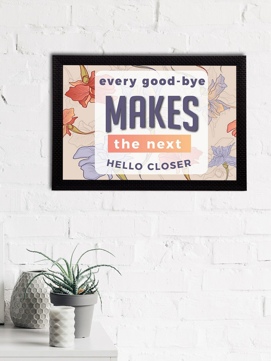 

eCraftIndia Pink & White Quote Printed Satin Matt Texture Framed UV Wall Art