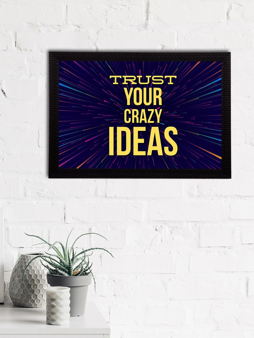 

eCraftIndia Blue & Yellow Motivational Quote Satin Matt Textured UV Art Paintings