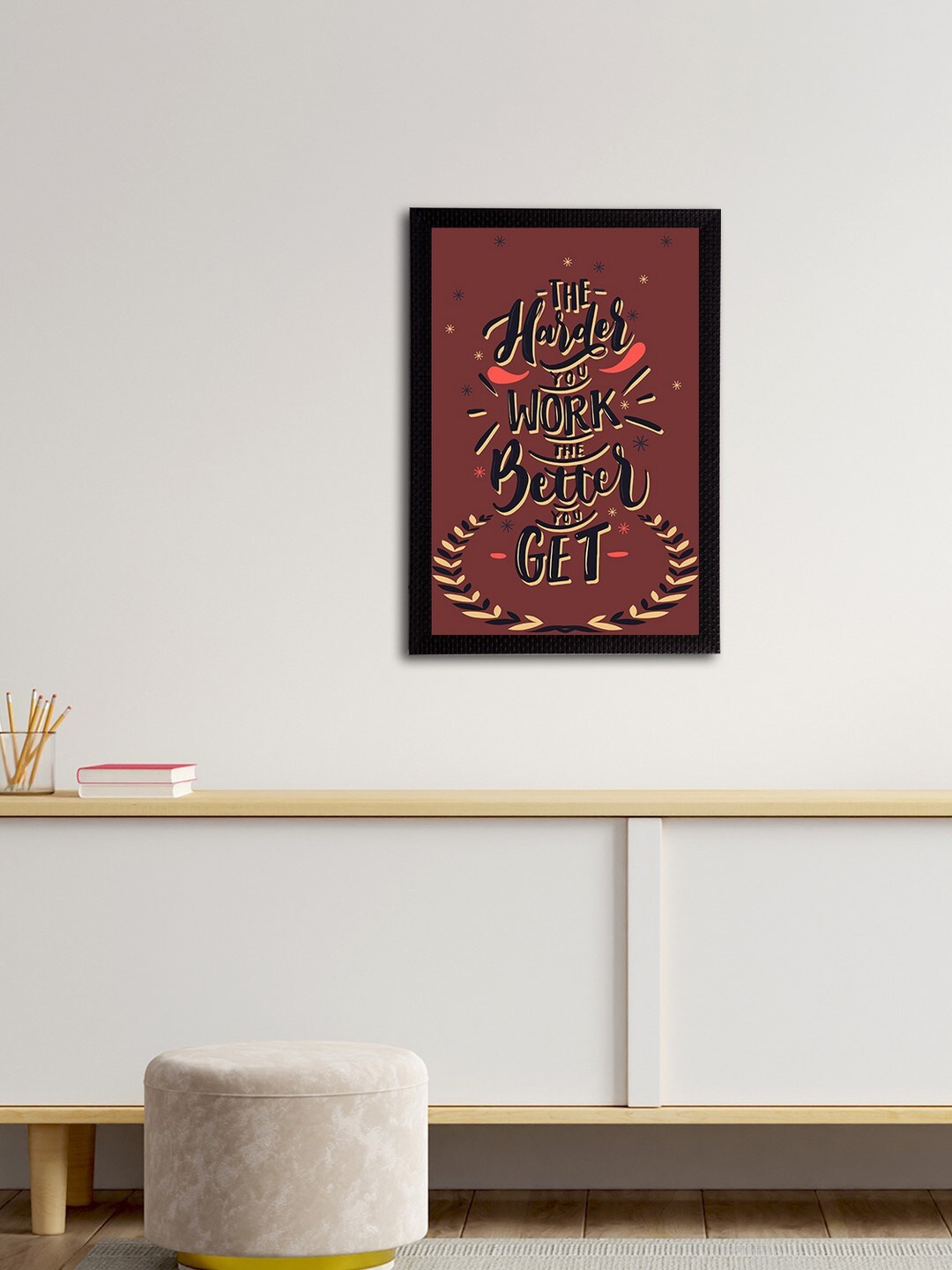 

eCraftIndia The Harder You Work The Better You Get Quote Matt Texture UV Art Painting, Brown