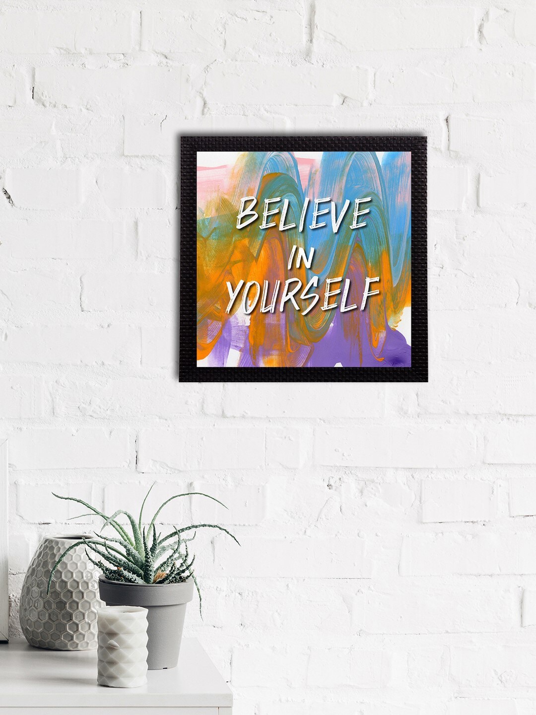 

eCraftIndia Blue & Orange Quote Printed Satin Matt Texture Framed UV Wall Art