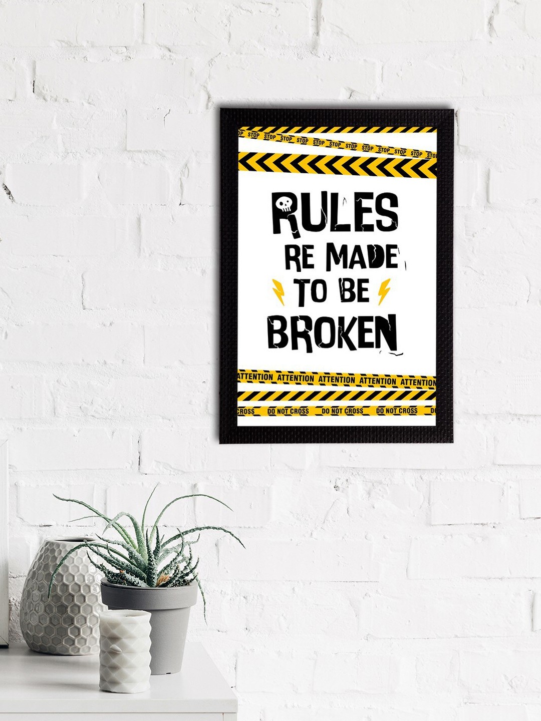 

eCraftIndia White & Black Quote Printed Satin Matt Texture Framed UV Wall Art