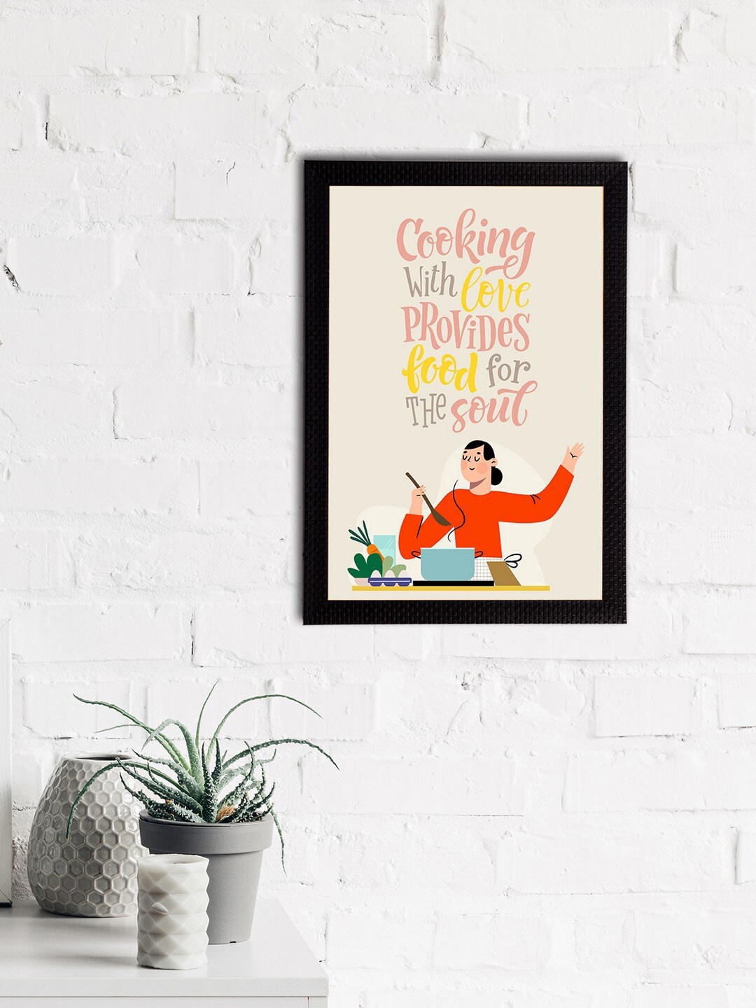 

eCraftIndia Off White & Pink Quote Printed Satin Matt Texture Framed UV Wall Art