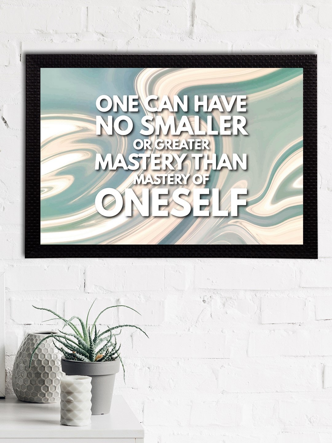 

eCraftIndia Black & Green One Can Have No Smaller Or Greater Mystery Than Mastery Of Oneself Quote Painting