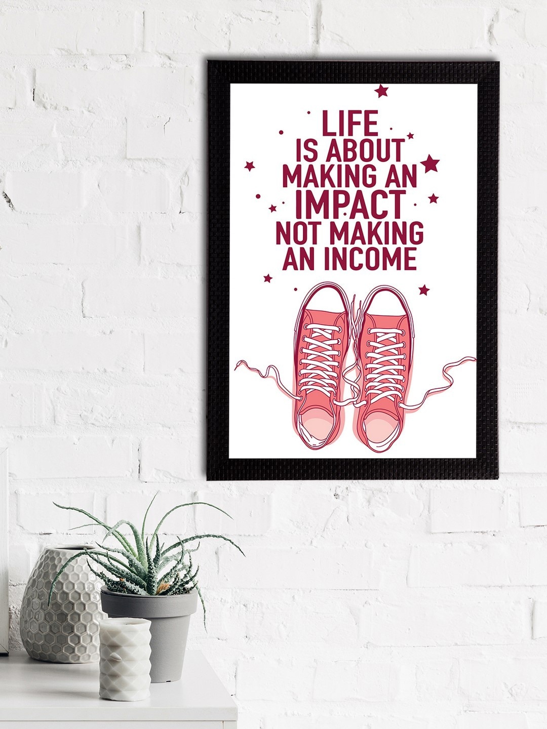 

eCraftIndia White & Pink "Life Is About Making An Impact Not Making An Income" Quote Matt Painting