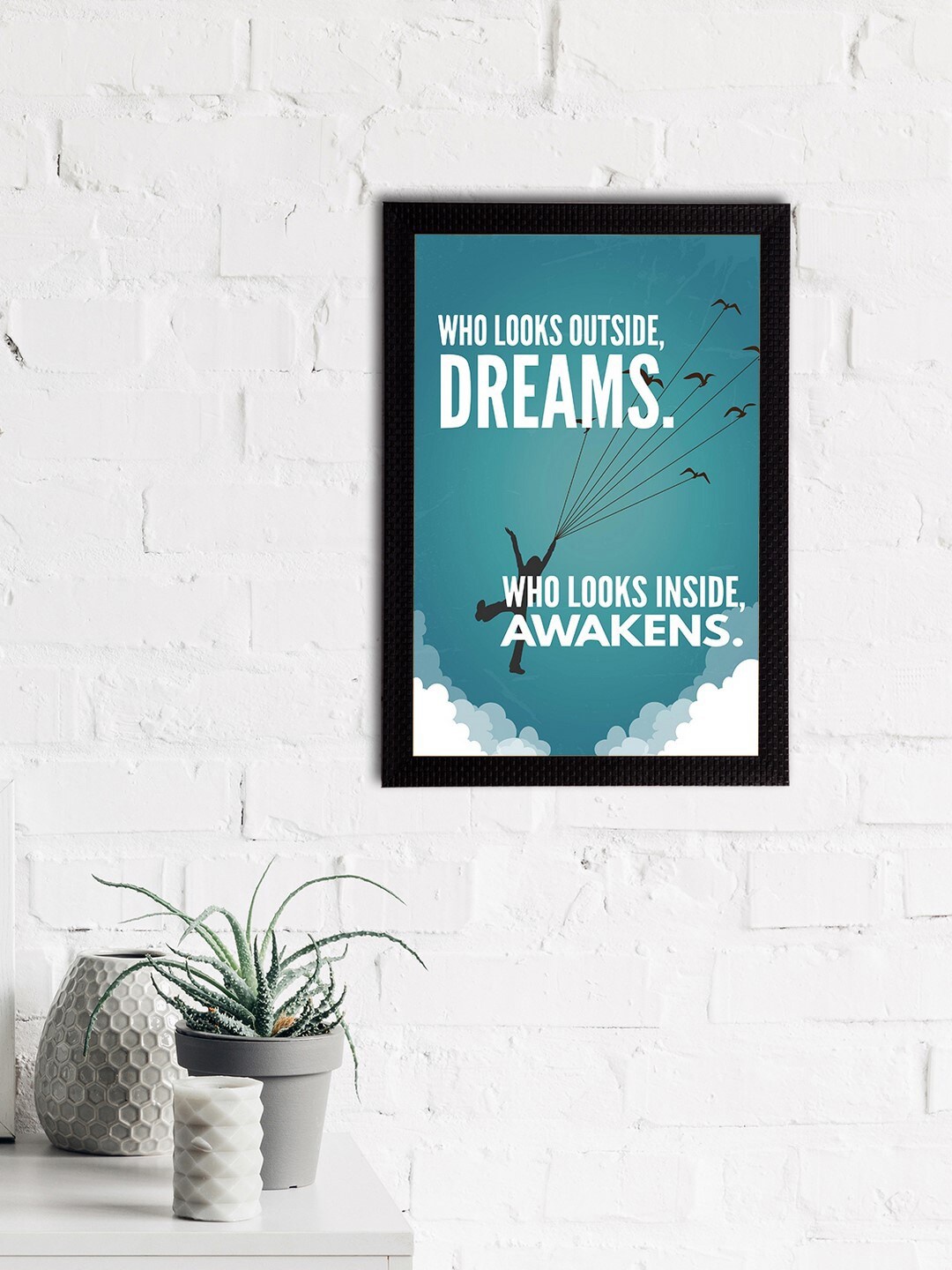 

eCraftIndia Blue & White Quote Satin Matt Textured UV Art Painting