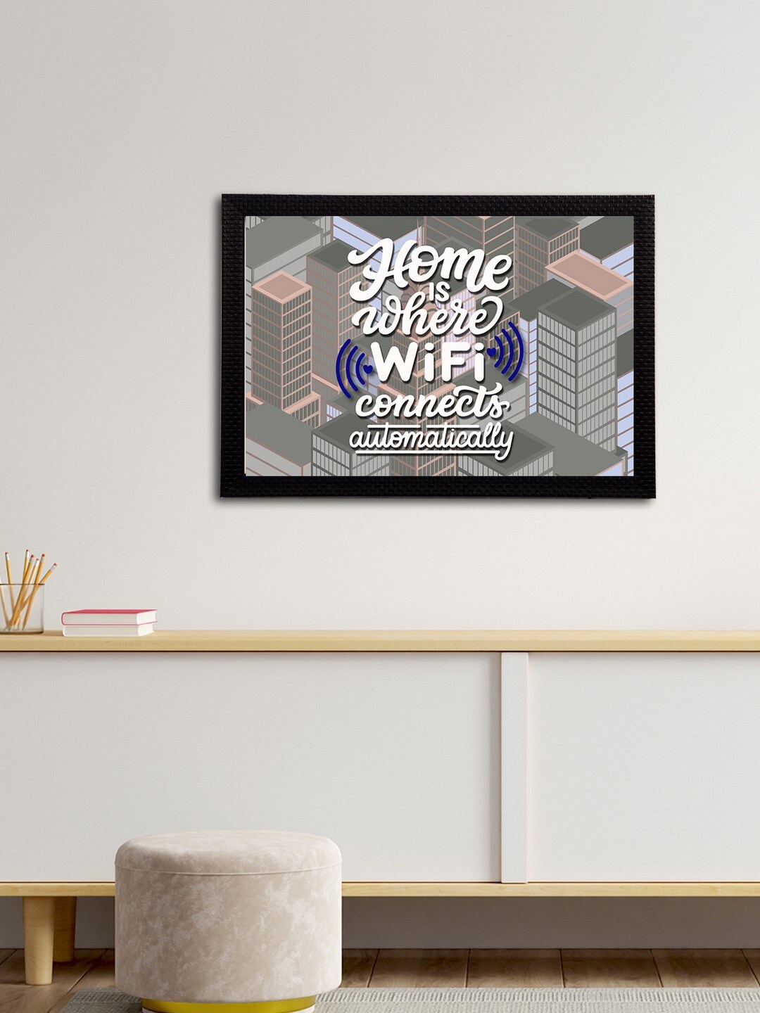 

eCraftIndia Brown & Grey Quote Satin Matt Textured UV Art Painting