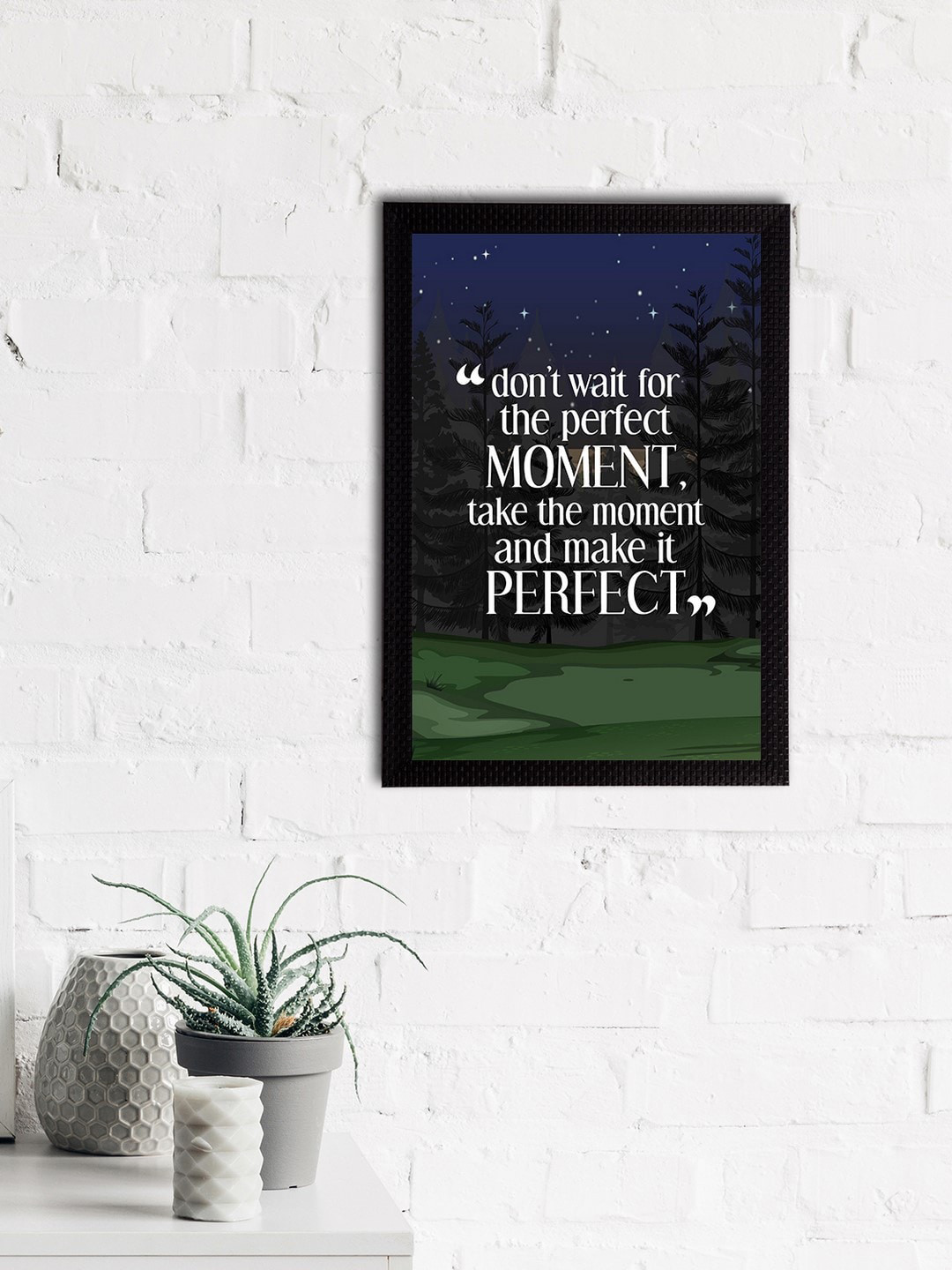 

eCraftIndia Blue & Green Quote Satin Matt Textured UV Art Painting
