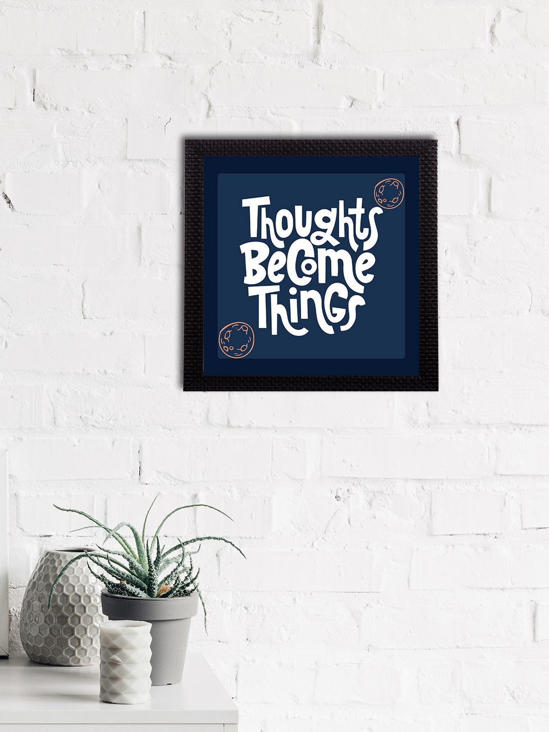 

eCraftIndia Blue & White Motivational Quote Satin Matt Textured UV Art Painting