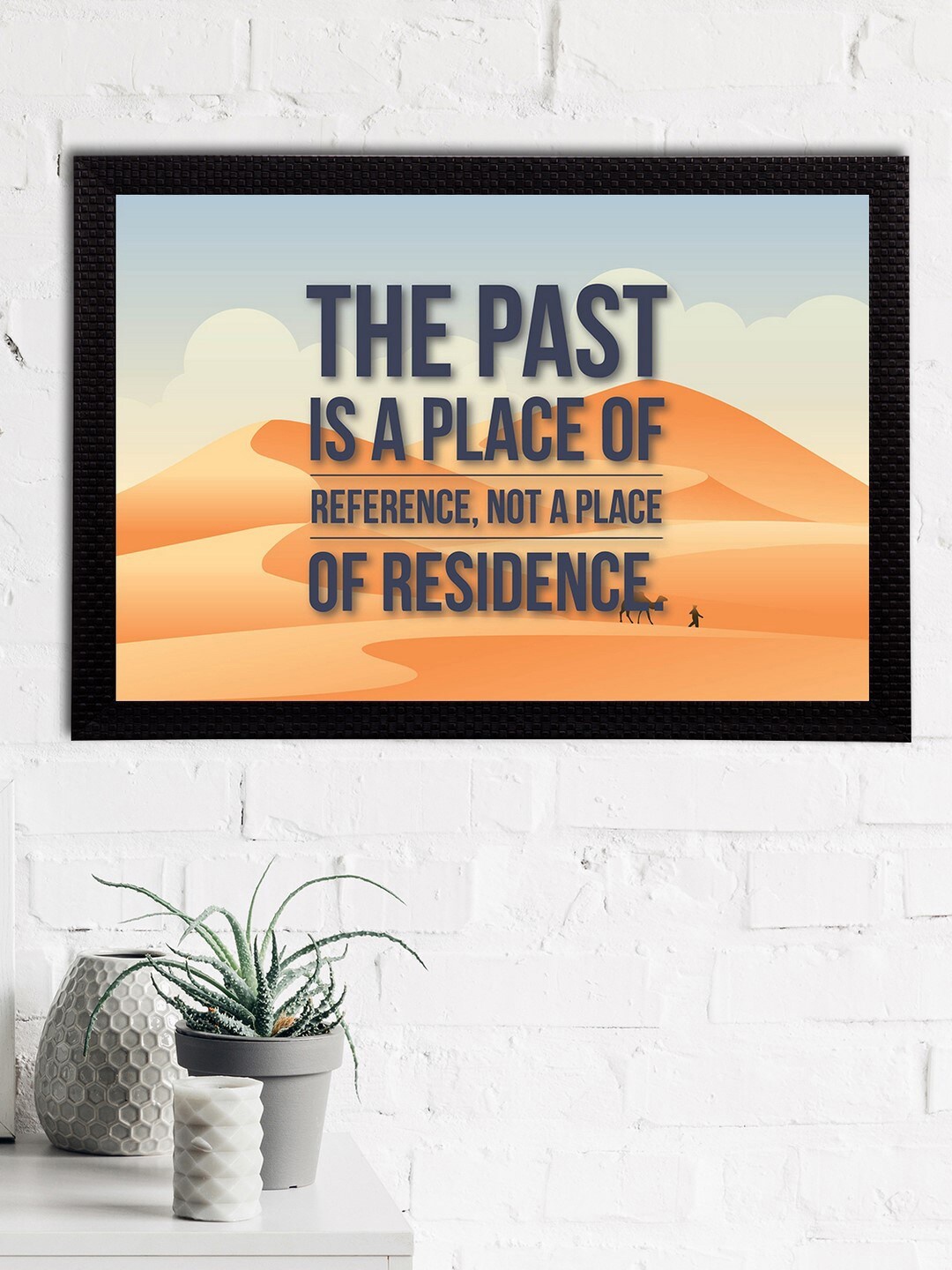 

eCraftIndia Blue & Orange "The Past Is A Place Of Reference Not A Place of Residence" Quote Matt Painting