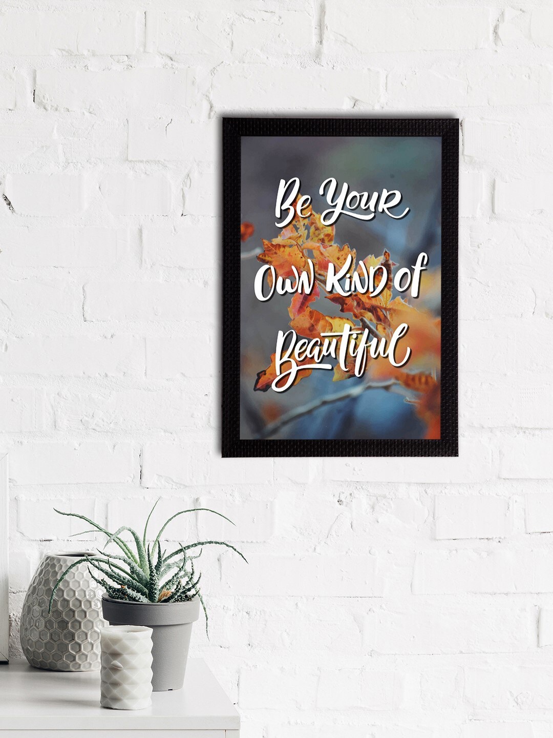 

eCraftIndia Orange & Blue "Be Your Own Kind Of Beautiful" Motivational Quote Satin Matt Texture UV Art Painting