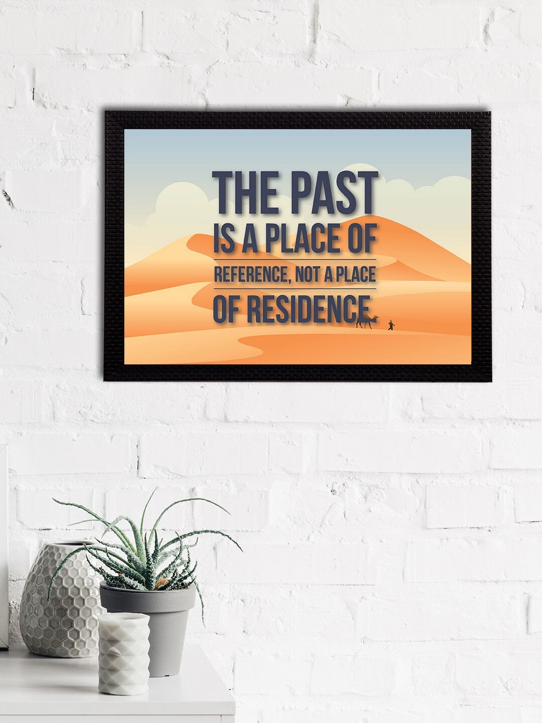 

eCraftIndia Blue & Orange "The Past Is A Place Of Reference Not A Place of Residence" Quote Matt Painting