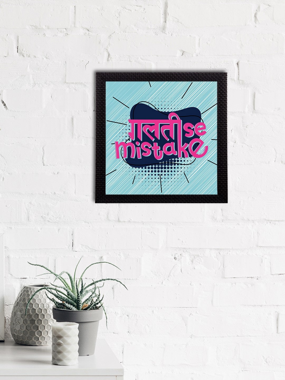 

eCraftIndia Blue & Magenta-Pink "Galti Se Mistake" Quirky Quote Satin Matt Texture UV Art Painting