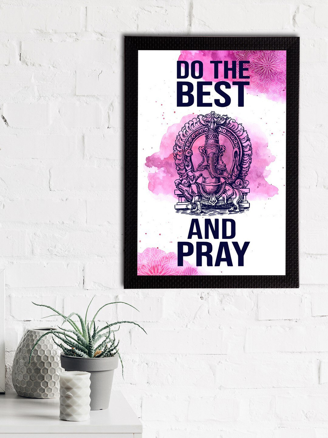 

eCraftIndia Purple & Black "Do The Best And Pray" Motivational Quote Satin Matt Texture UV Art Painting