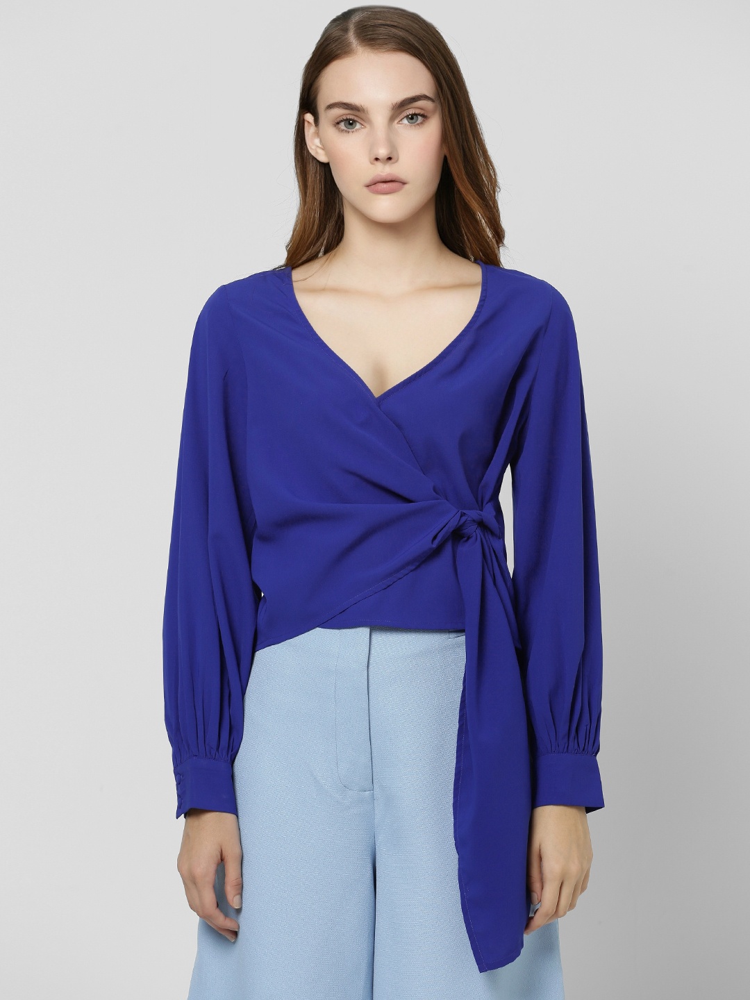

Vero Moda Marquee Collection Marquee Women Navy Blue Solid Wrap Top