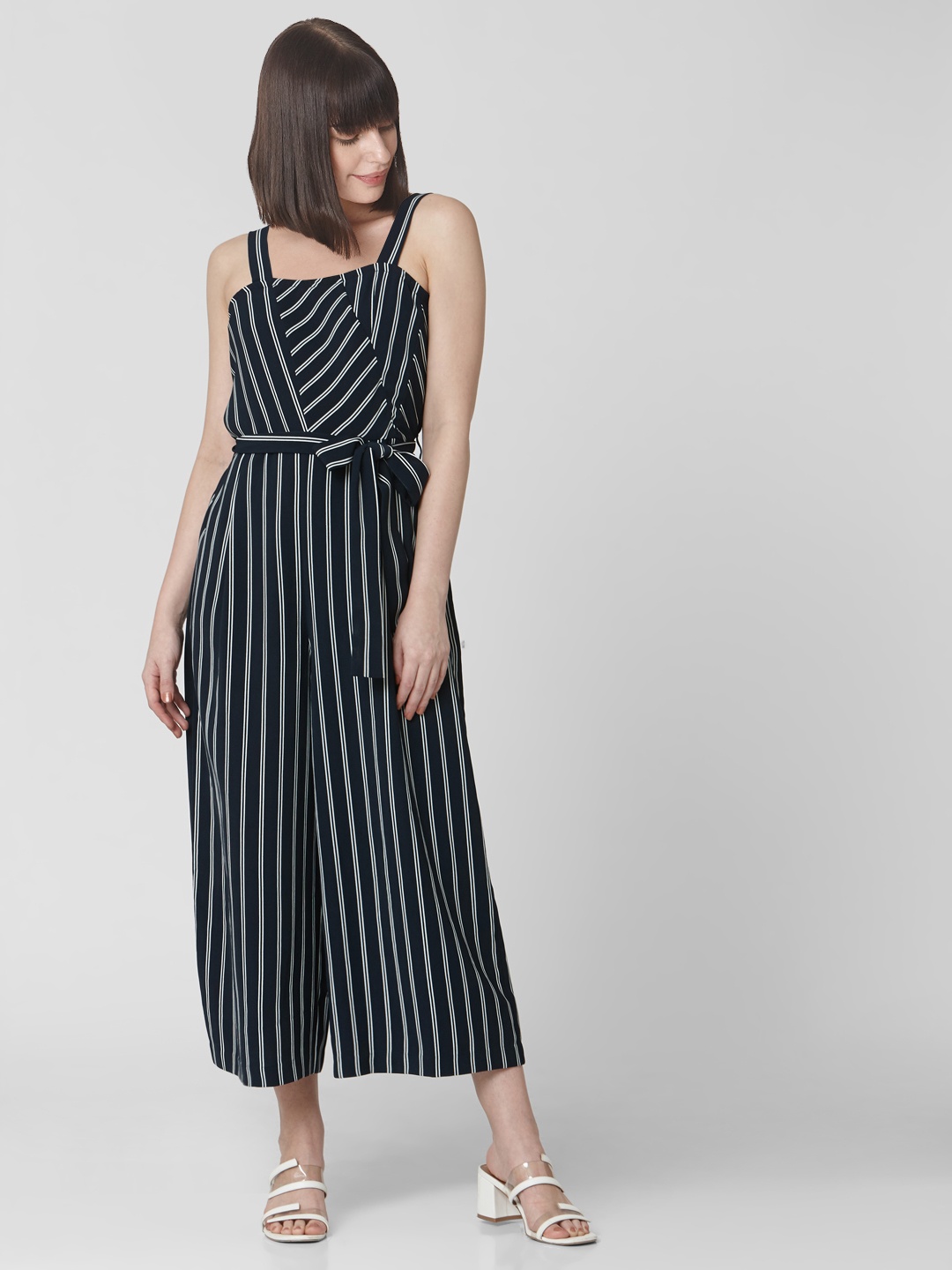

Vero Moda Women Navy Blue & White Striped Basic Jumpsuit