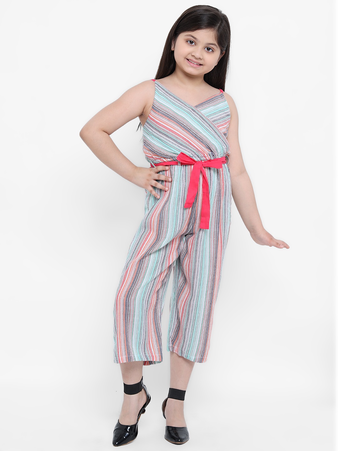 

Nauti Nati Girls Multicoloured Striped Basic Jumpsuit, Multi