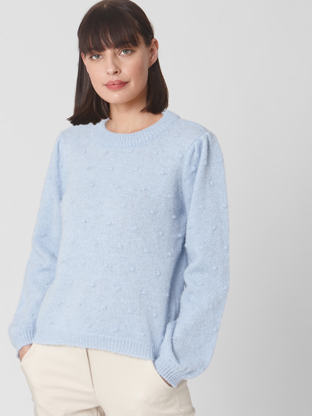 

Vero Moda Women Blue Self Design Pullover Sweater