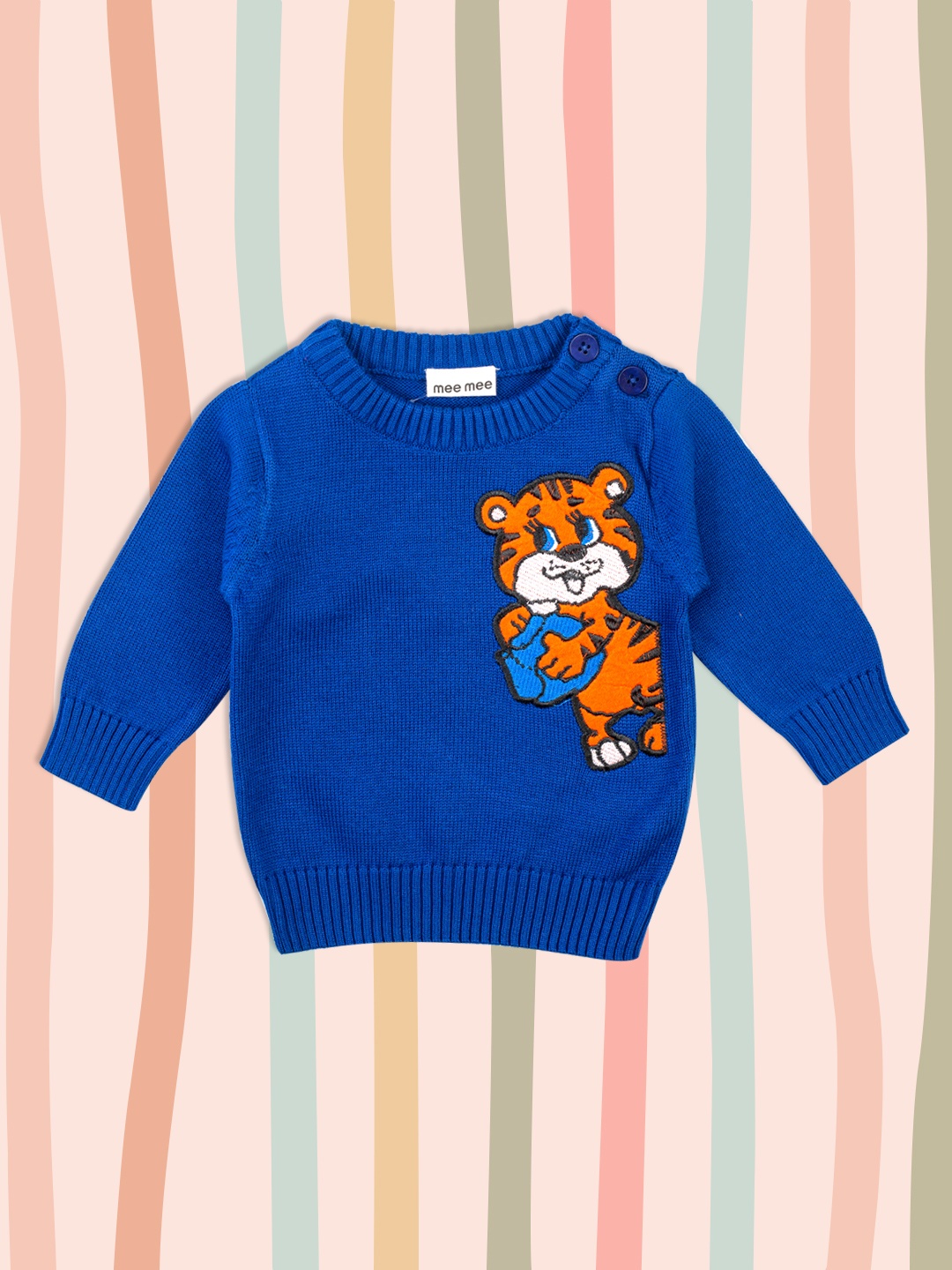 

MeeMee Boys Blue Appliqued Sweater