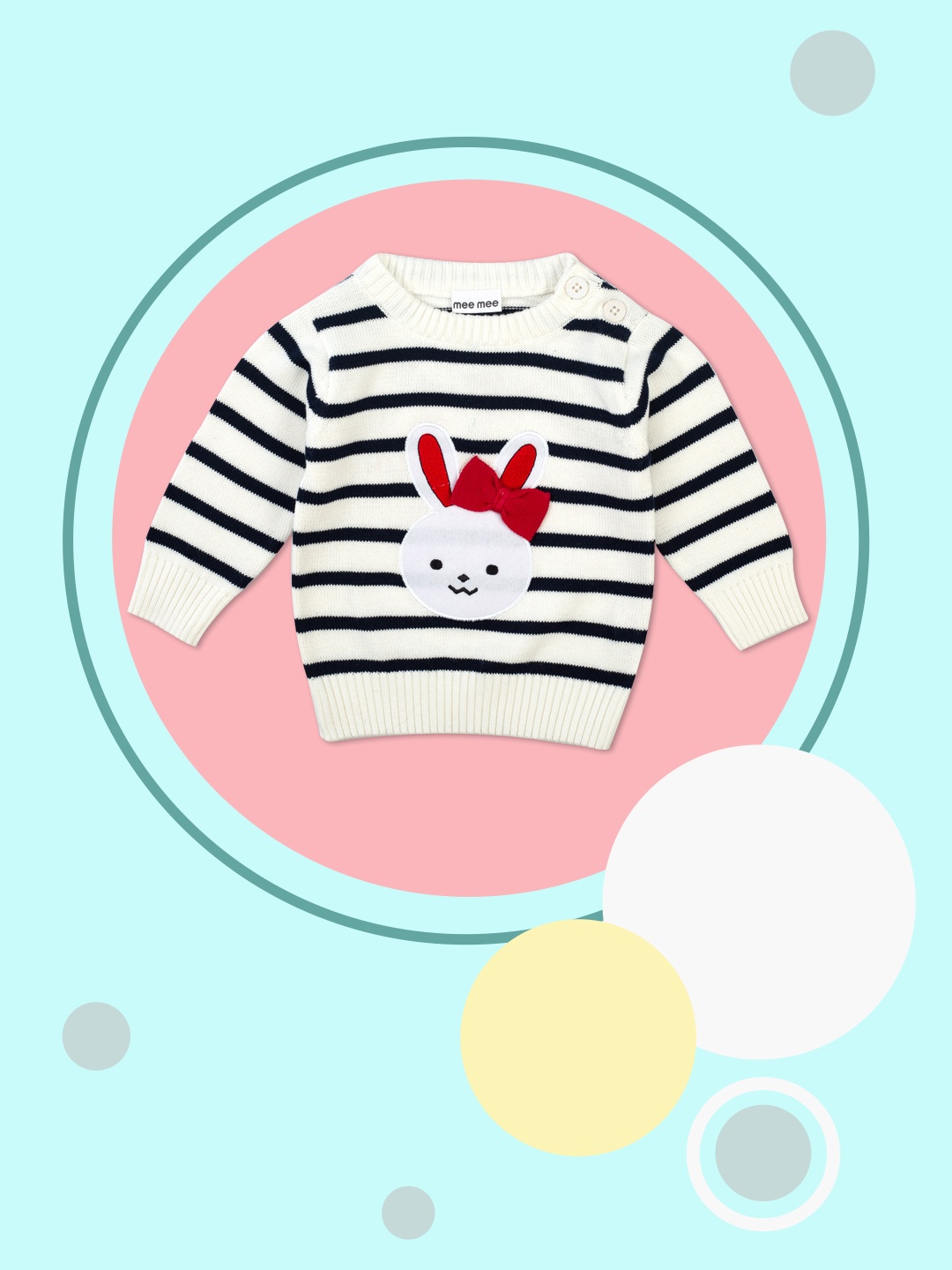 

MeeMee Girls White & Navy Blue Striped Pullover Sweater