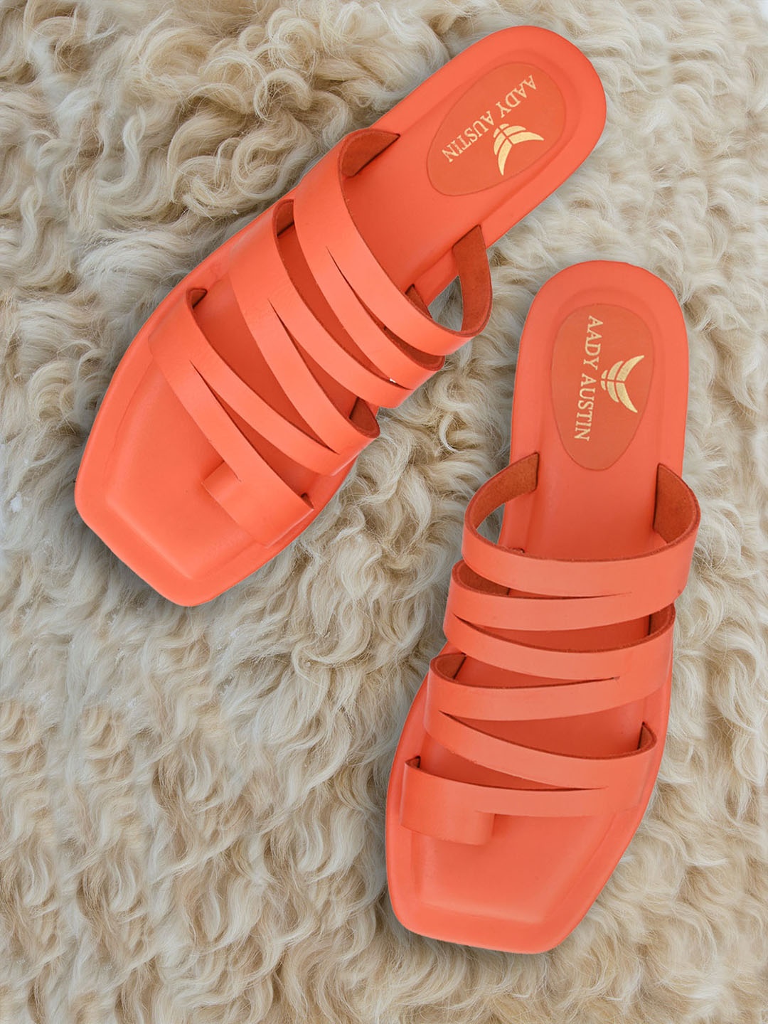 

AADY AUSTIN Women Orange Solid One Toe Flats